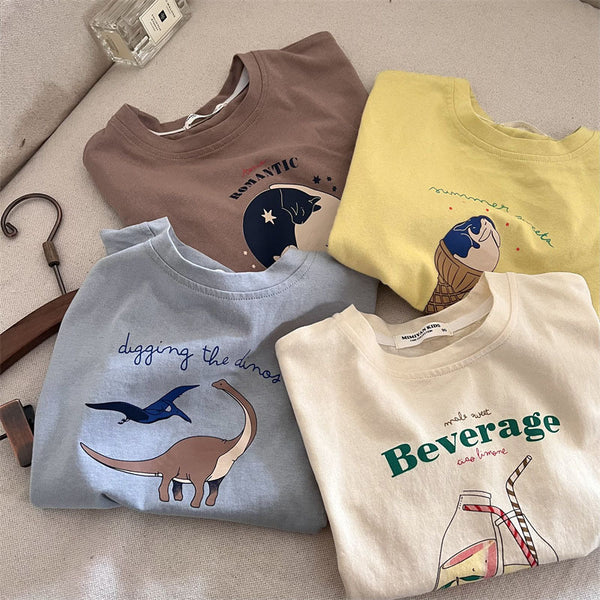 Camiseta Infantil Estampado Dibujos Animados Cuello Redondo