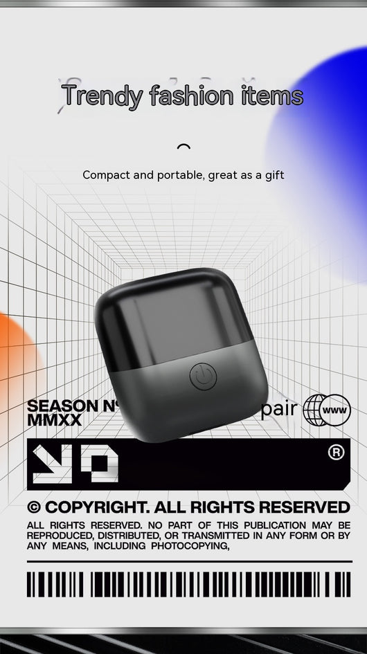 Silver mini electric shaver with a double-headed rotary design and a black power button on top. - Image 11