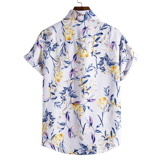 Camisa Casual de Manga Corta con Estampado Floral para Hombre - Image 2