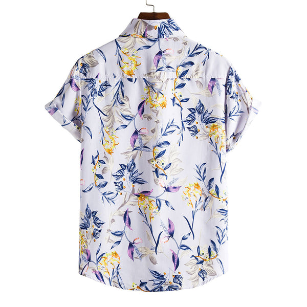 Camisa Casual de Manga Corta con Estampado Floral para Hombre