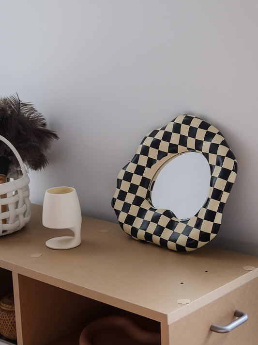 Espejo Decorativo Ajedrezado para Maquillaje y Decoración del Hogar