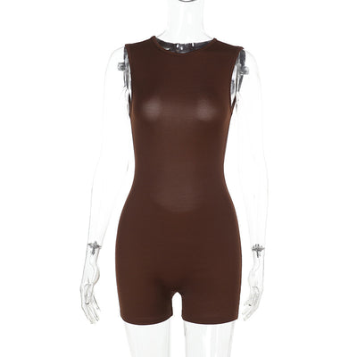 Jumpsuit Deportivo Espalda Descubierta Ajustado en Colores Sólidos - Image 11