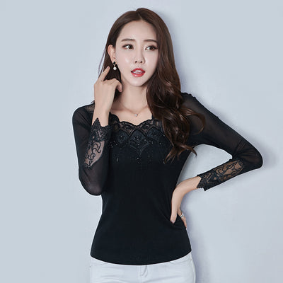 Blusa Manga Larga con Diamantes Bordados para Mujer - Image 3