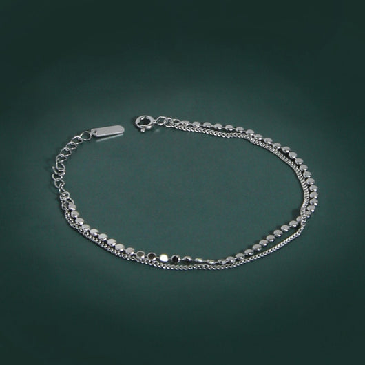 Pulsera de Plata Esterlina Doble Capa con Diseño Minimalista para Mujer - Image 5