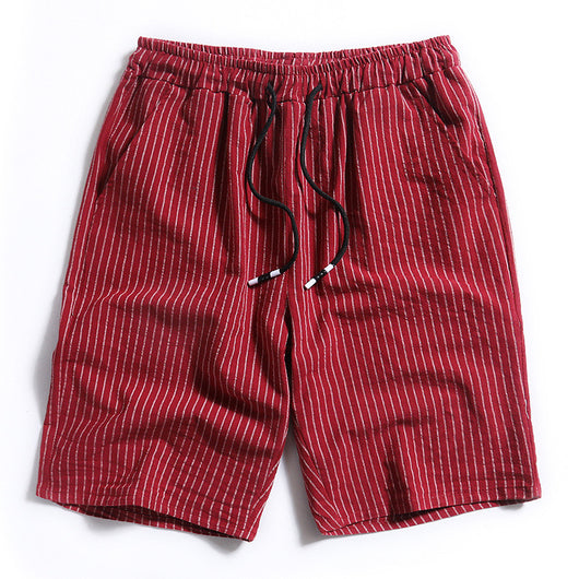 Pantalones Cortos de Algodón a Rayas para Hombre - Image 7
