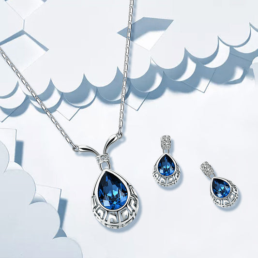 Aretes de Aleación con Circonita Azul - Diseño Elegante y Moderno