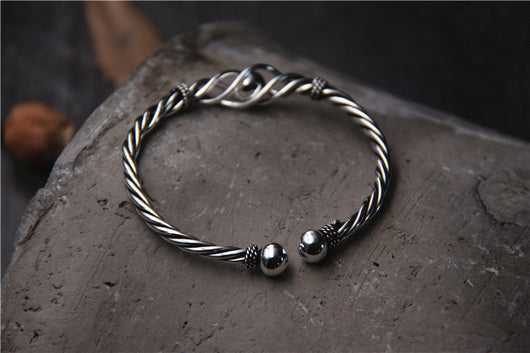 Pulsera de Plata Esterlina Retro Artesanal para Mujer - Image 6