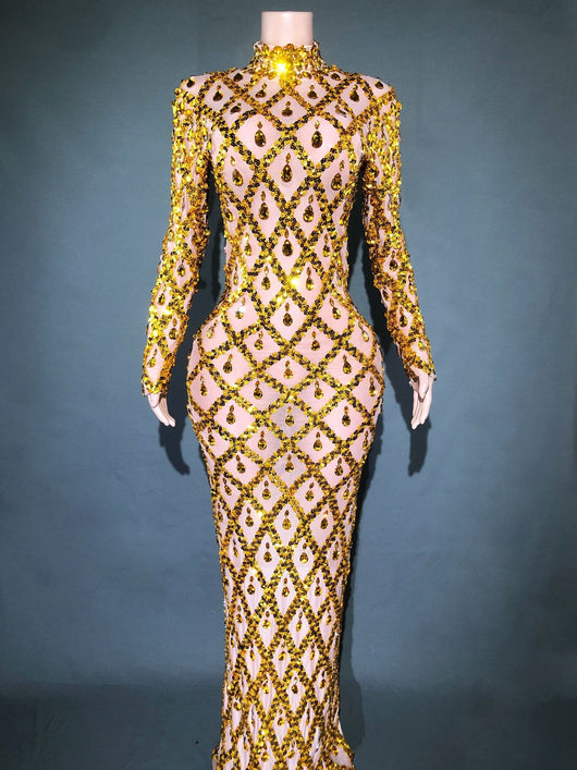 Vestido de Fiesta Elegante con Cristales Brillantes para Mujer - Image 36
