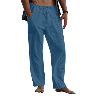 Pantalones de Lino Holgados con Cordón para Hombre - Image 14