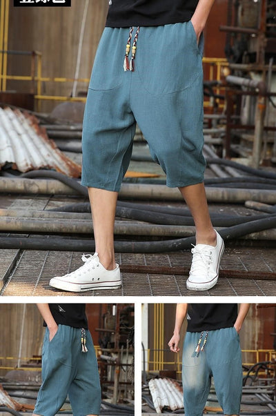 Pantalones Cortos de Lino Holgados para Hombre - Image 15