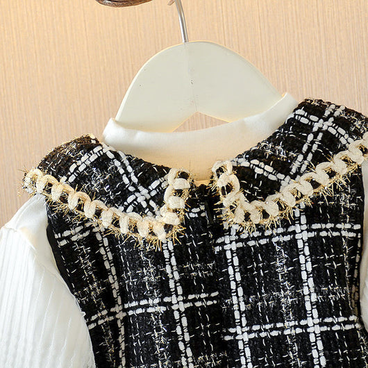 Conjunto Elegante para Niña Estilo Coreano - Chaleco y Vestido Occidental de Dos Piezas - Image 14