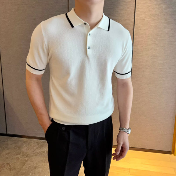 Camisa Suelta de Punto Casual para Hombre - Manga Corta Cómoda