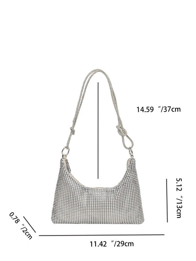 Bolso de Hombro Brillante con Strass y Detalle Anudado - Image 9