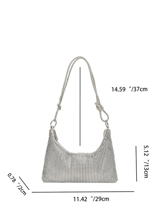 Bolso de Hombro Brillante con Strass y Detalle Anudado - Image 9