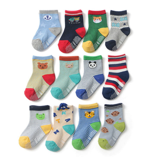 Calcetines Antideslizantes de Algodón con Lunares para Niños