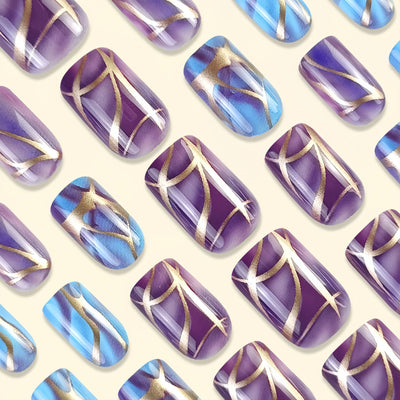Pegatinas de Uñas Rayas Púrpura Estilo Europeo y Americano - Image 8