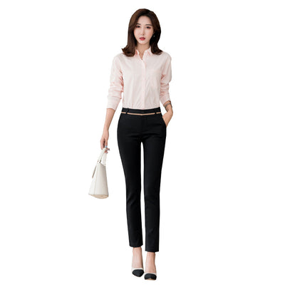 Pantalones de Vestir Rectos Elásticos de Cintura Alta para Mujer - Image 5