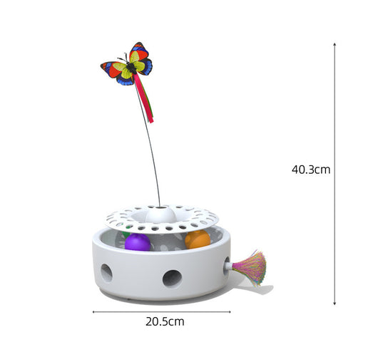 Juguete Interactivo 3 en 1 para Gatos con Plataforma Giratoria, Mariposas y Plumas - Image 10