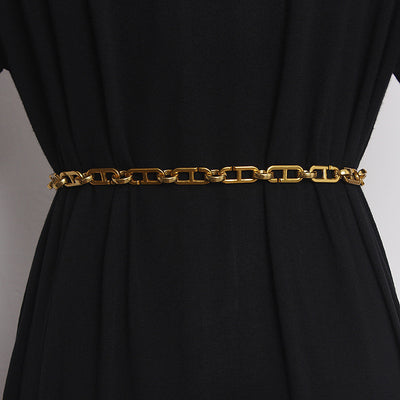 Traje Vestido Decorativo con Cinturón Metálico y Camisa Integrada - Image 8