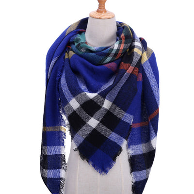 Bufanda de Cashmira Artificial Otoño Invierno Triangular Pareja Cuadros Cálida - Image 9