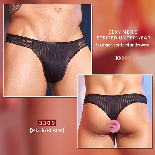 Tanga Masculino de Encaje Ligero a Rayas - Diseño Sensual - Image 4