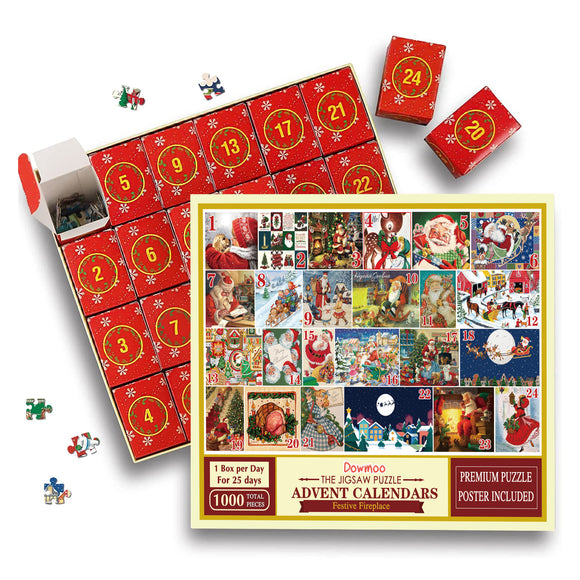 Calendario Adviento Navideño 24 Casillas con Puzzle Interactivo
