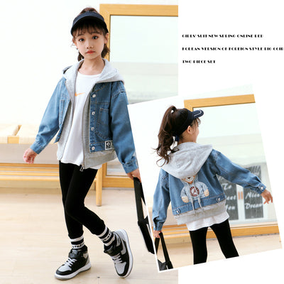 Chaqueta Infantil Otoño con Capucha y Diseño Falso Dos Piezas - Image 6