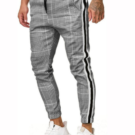 Pantalones Casuales de Otoño Hombre con Patrón Cuadros y Rayas