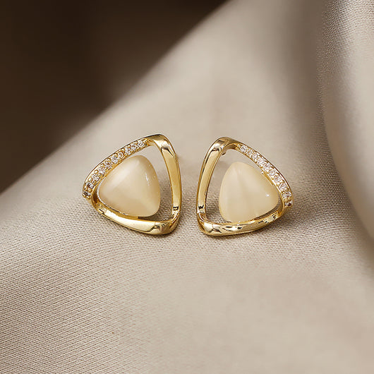 Aretes Geométricos de Ojo de Gato con Ópalo de Alto Sentido - Image 4