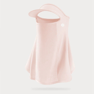 Light grey women's ice silk sunscreen mask with a brim, ear loops, and mesh mouth for UPF50+ UV protection. - Image 5
