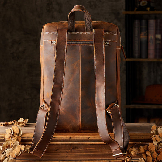 Mochila de Cuero Crazy Horse Artesanal para Hombre - Image 2