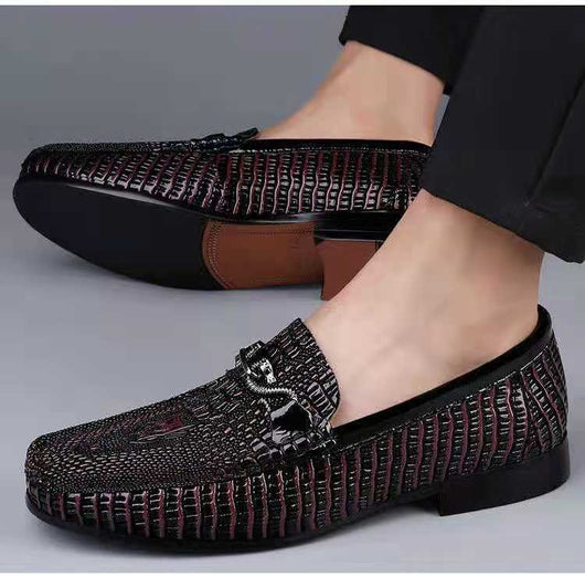 Mocasines de Piel Grabada con Textura de Serpiente para Conducir - Image 11