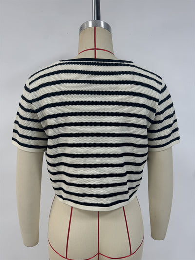 Blusa Tie-Dye con Rayas y Empalmes - Manga Corta para Mujer - Image 17