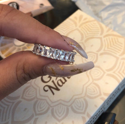 Anillo de Diamante Cuadrado con Zirconia para Mujer - Diseño Corazón Melocotón - Image 11