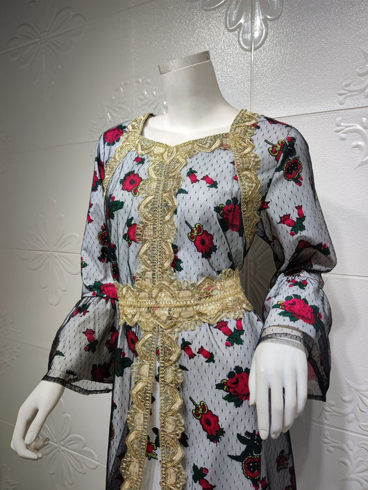 Vestido de Encaje Bordado Estilo Étnico Oriente Medio Dubai - Image 14