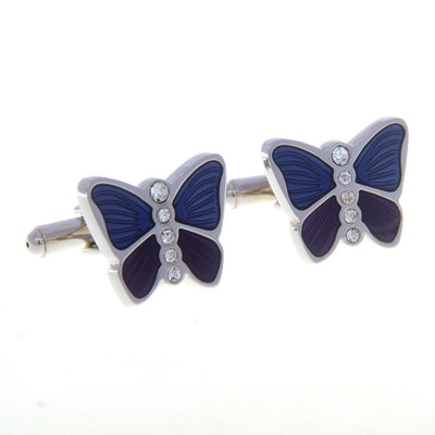 Botones de Puño Francés con Mariposa Esmaltada y Diamantes - Image 8
