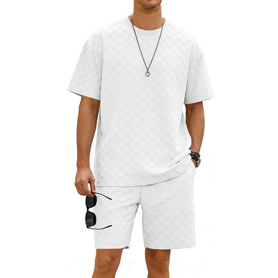 Conjunto de Playera y Shorts Casuales a Cuadros para Hombre - Image 19