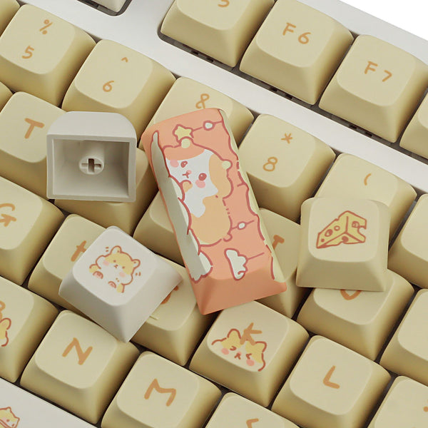 Keycaps Mecánicos Custard Cute - Compatible 68, 75, 98, 100 Teclas