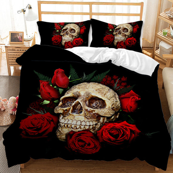 Juego de Edredón Estampado con Calaveras en Impresión Digital