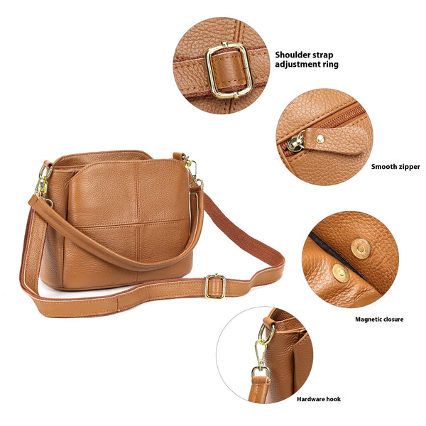 Bolso de Cuero Genuino para Mujer - Cartera Casual Tipo Mensajero