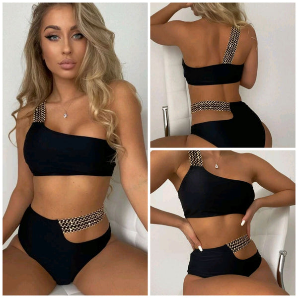 Bikini de Cintura Alta con Abertura Lateral para Mujer