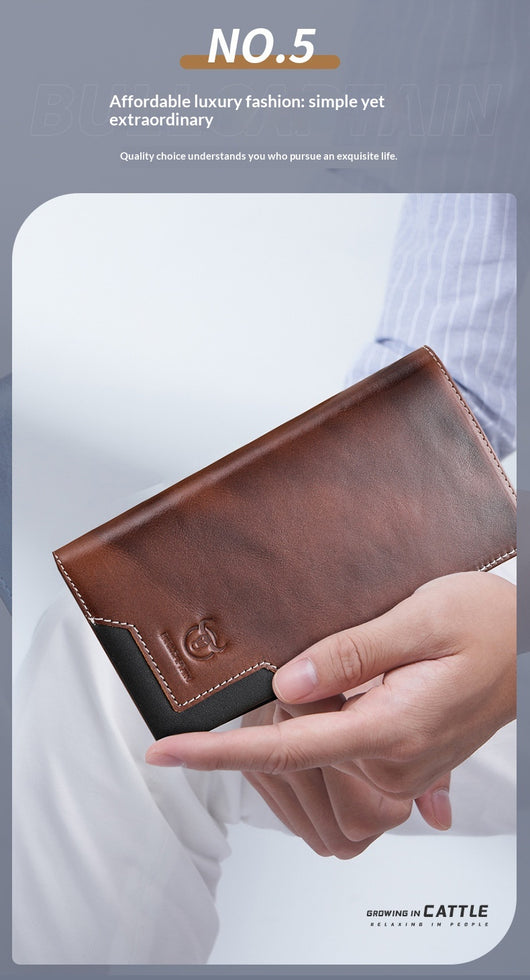 Billetera Bifold de Cuero Engrasado Premium para Hombre - Capacidad Grande - Image 28