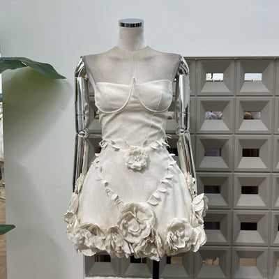 Vestido Corset Floral 3D Artesanal con Cintura Ajustable