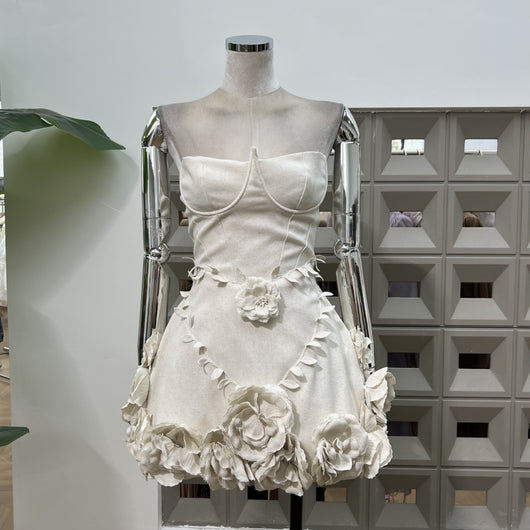 Vestido Corset Floral 3D Artesanal con Cintura Ajustable
