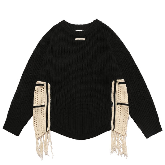 Suéter Holgado para Hombre con Detalles de Costura y Borlas - Image 2