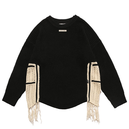 Suéter Holgado para Hombre con Detalles de Costura y Borlas - Image 2