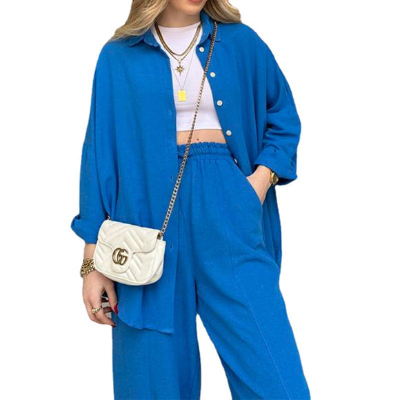 Conjunto de Dos Piezas: Camisa Suelta Moderna y Pantalón Skinny Cintura Alta