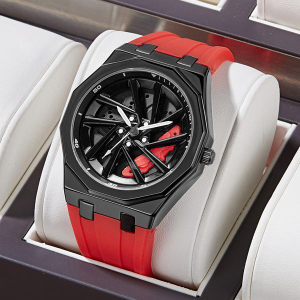 Reloj de Cuarzo para Hombre con Diseño de Rueda Giratoria
