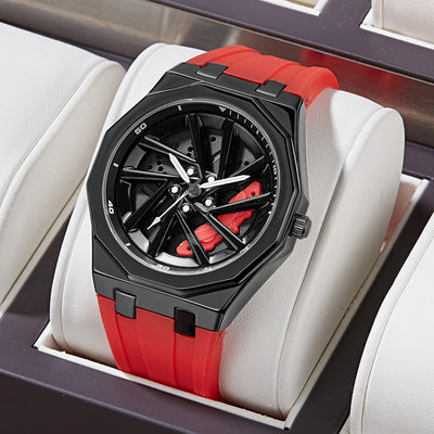 Reloj de Cuarzo para Hombre con Diseño de Rueda Giratoria