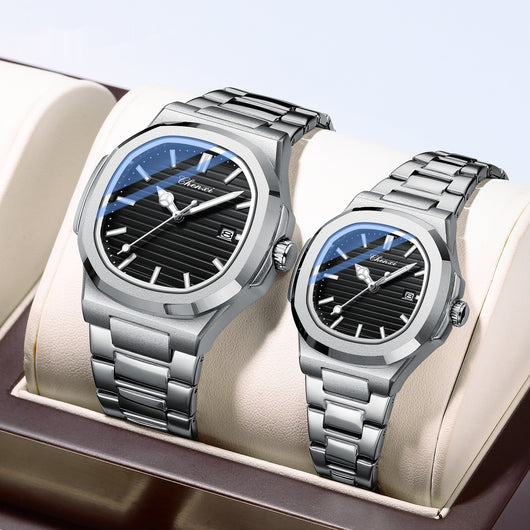 Reloj de Pareja Chenxi Acero Inoxidable Luminoso Resistente al Agua